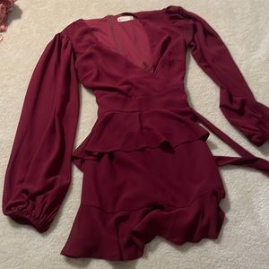 Ruffle maroon Mini Dress